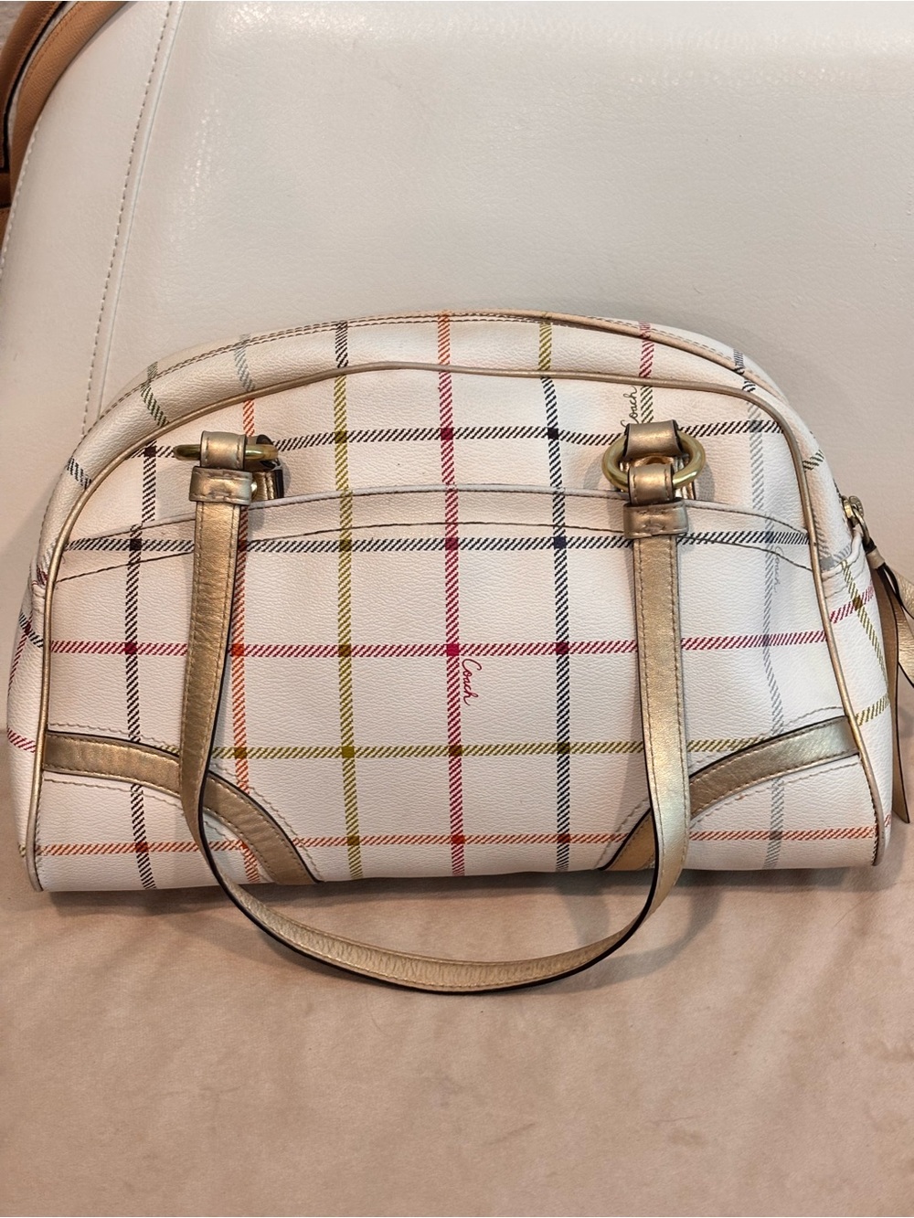 COACH 2011 Peyton Tattersall Plaid Satchel Shoulder Bag - Picture 8 of 16